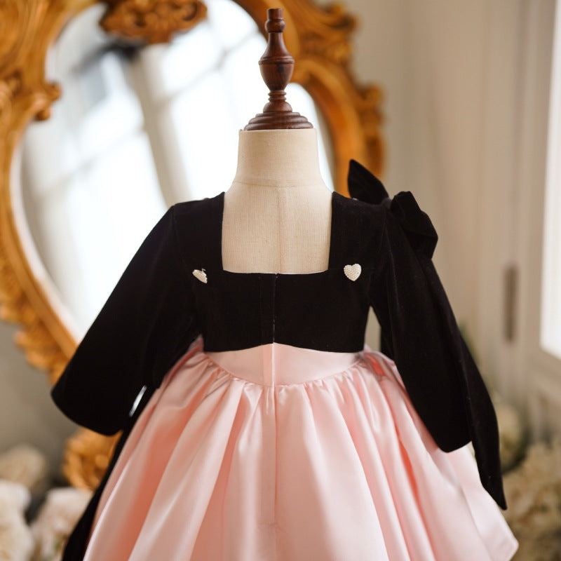 Elegant Baby Girls Black Pink Party Dresses Toddler Communion Dress Elegant Baby Girls Black Pink Party Dresses Toddler Communion Dress