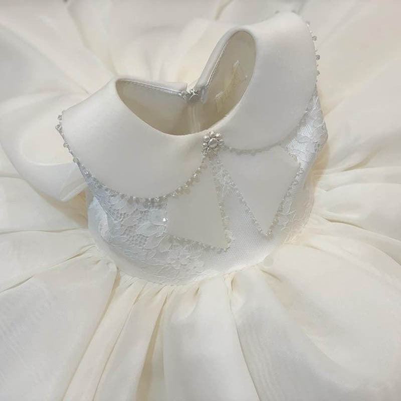 Girls Communion Dress Baby Birthday White Princess Dress