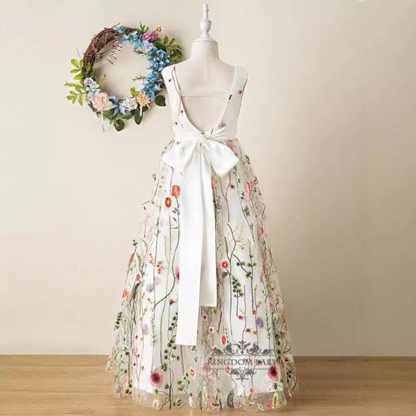 Girls Birthday Dress Sleeveless Flower Girl Princess Dress
