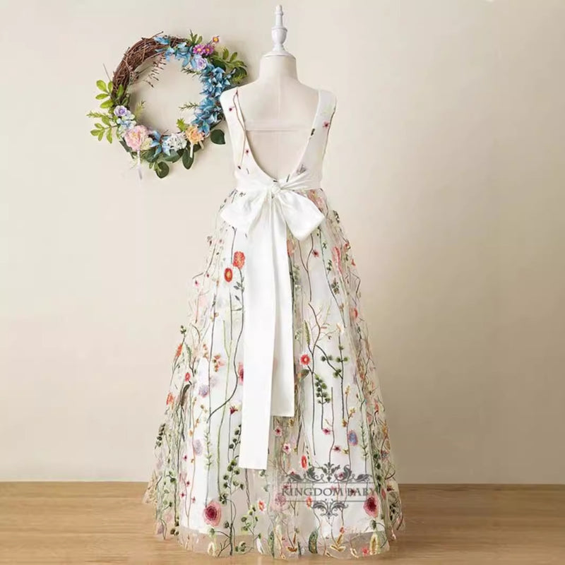 Girls Birthday Dress Sleeveless Flower Girl Princess Dress