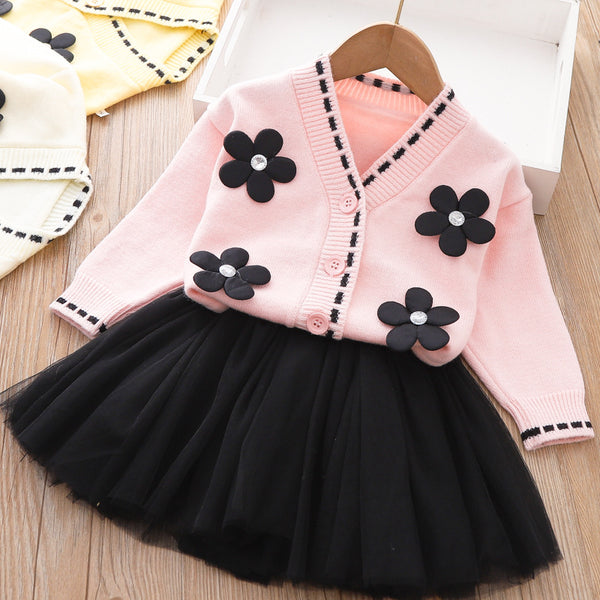 Two-piece Sweater Dress  Children's Knitted Cardigan Dress