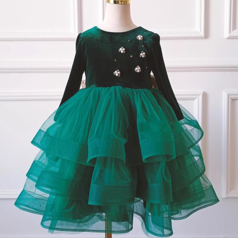 Cute Baby Girl Christmas Dress Toddler Pageant First Communion Princess Dress, Green / 1-2 Years (90cm) Cute Baby Girl Christmas Dress Toddler Pageant First Communion Princess Dress, Green / 1-2 Years (90cm)