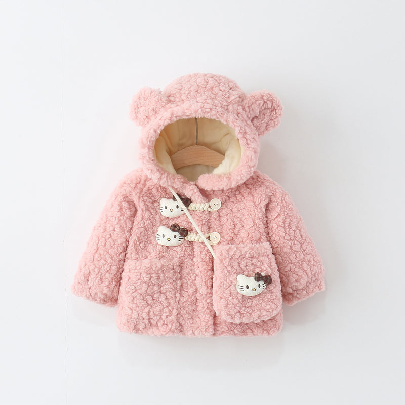 Girls' Winter Cartoon Hooded Warm Coat
