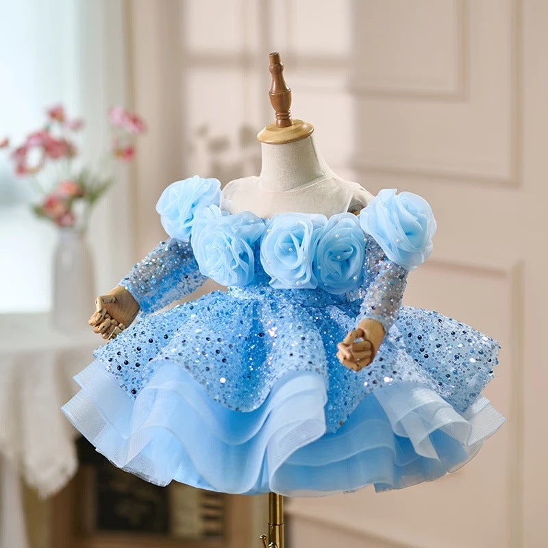 Children's Elegant Sequined Dress Flower Girl Princess Dress Girl Birthday Dress
