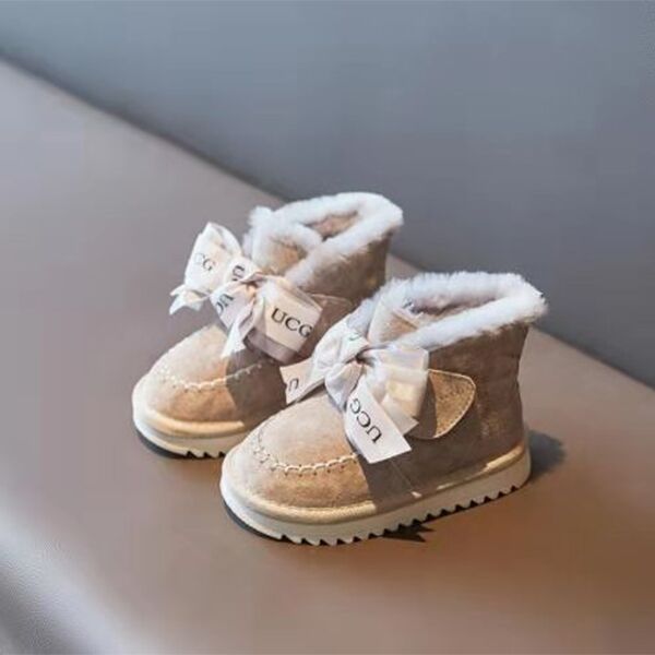 Winter Baby Girl Plush Warm Bow Shoes