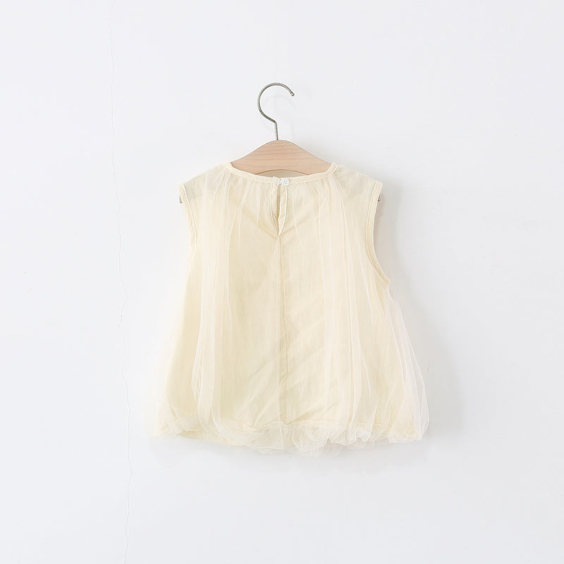 Summer New Girls Candy Color Bow Sleeveless Dress