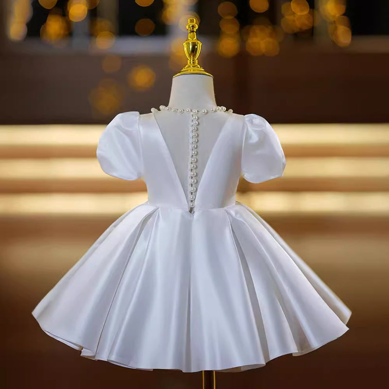 Children's Satin Birthday Dress Flower Girl Wedding Elegant Princess Dress