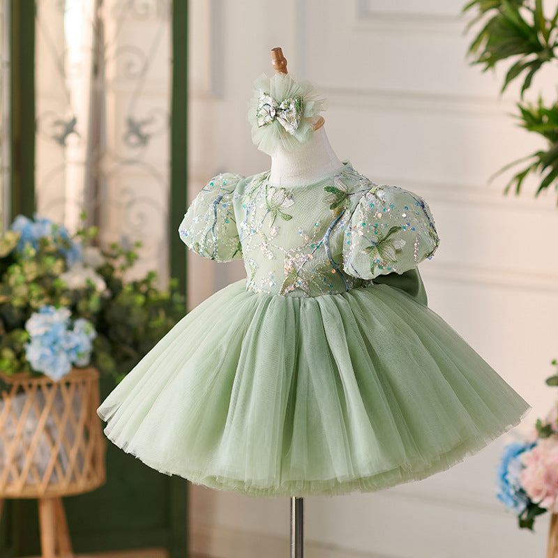 Elegant Baby Girl Sequin Pattern Dress Toddler Ball Gowns