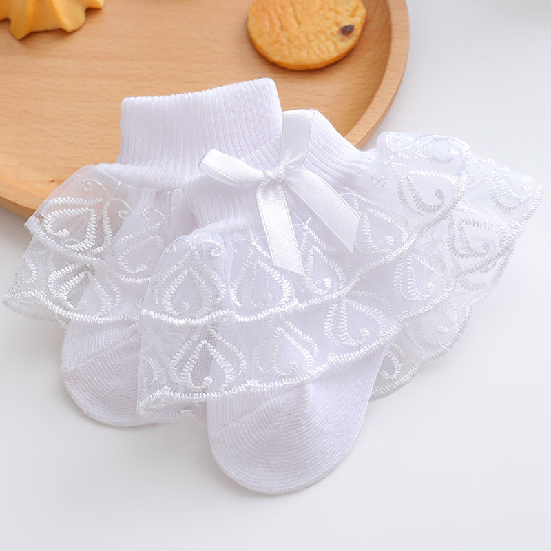 Girls' Double-layered Lace Princess Socks