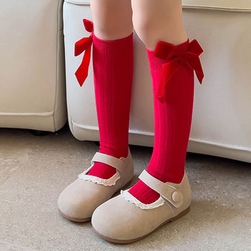 Christmas Stockings Baby Girl Flower Bow Knot Princess Straight Socks