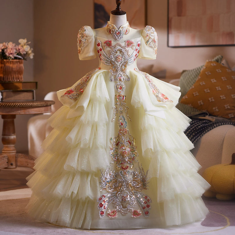 toddler dresses formal Ball Gowns Flower Girl Girl Dresses Bridal Dresses Dresses For Swatch:#bacbd2 4 Years (110cm) 60 Trouser Inseam:W26 L34