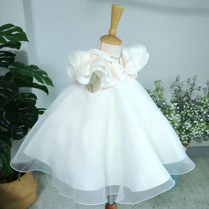 Baby Girl White First Communion Dress Toddler Birthday Princess Dress