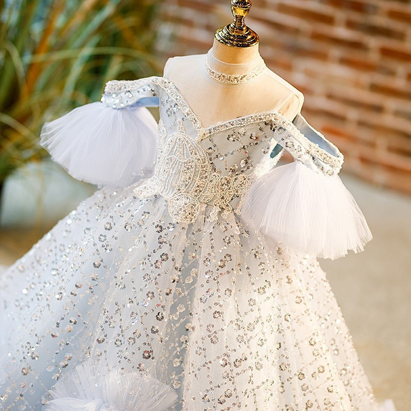 Summer Elegant Flower Girl Wedding  Birthday Party Princess Dress