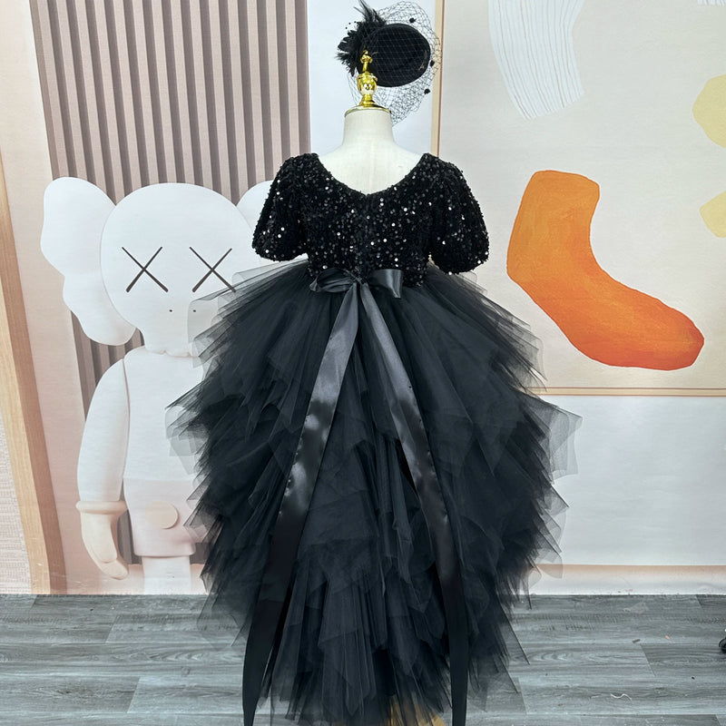 girls black sequin dress Abel & Lula Black Sequin Dress