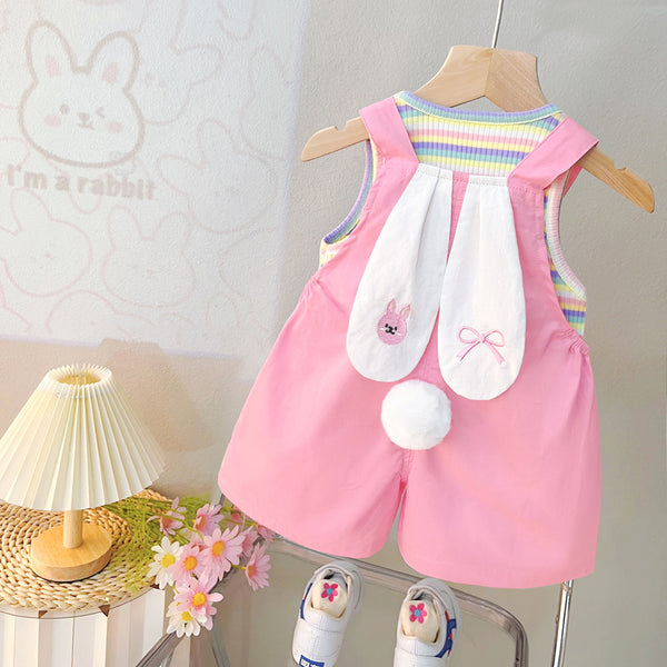 Summer New Baby Girl Cute Overalls Two Piece Set