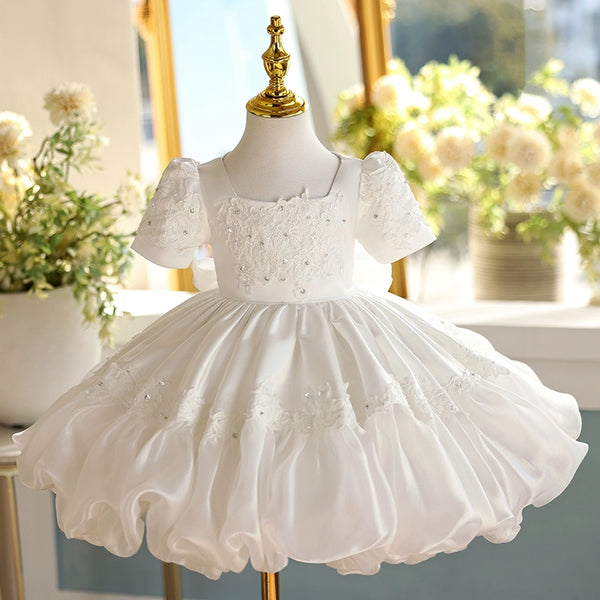 Children's White Birthday Princess Dress Flower Girl Wedding Dress