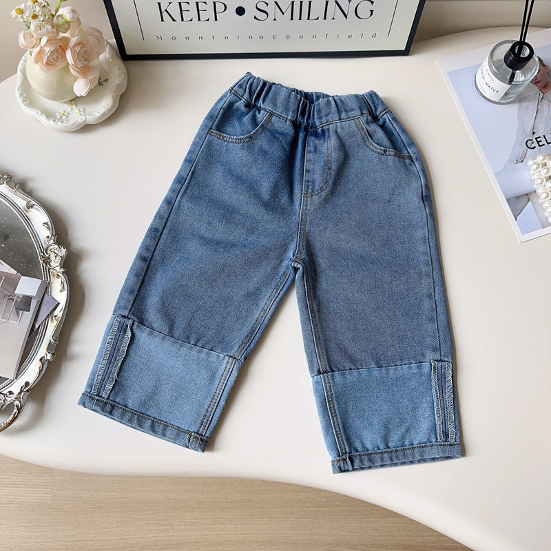 Girls Retro Denim Vest Pants Two-Piece Set