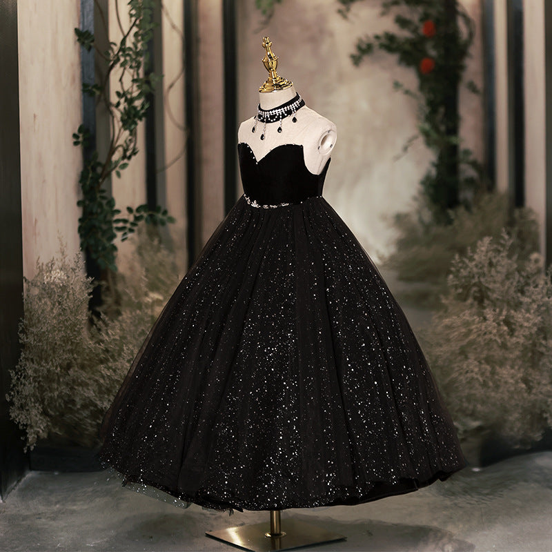 Children's Christening Dress Girls Birthday Black Princess Dress
