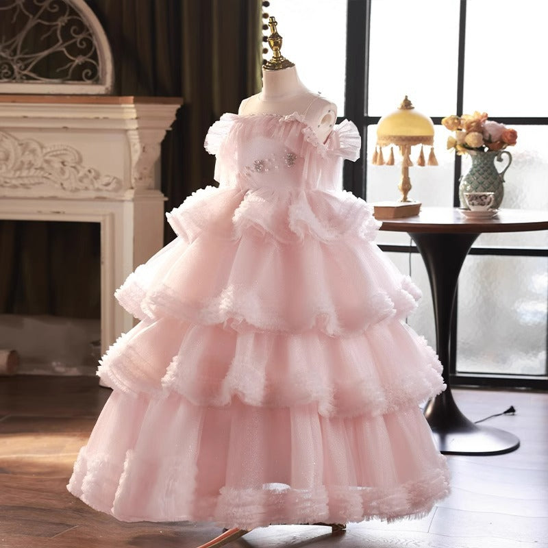 Elegant Baby Pageant Dresses Toddler First Communion Mesh Dress, Pink / 5-6 Years (130cm) Elegant Baby Pageant Dresses Toddler First Communion Mesh Dress, Pink / 5-6 Years (130cm)