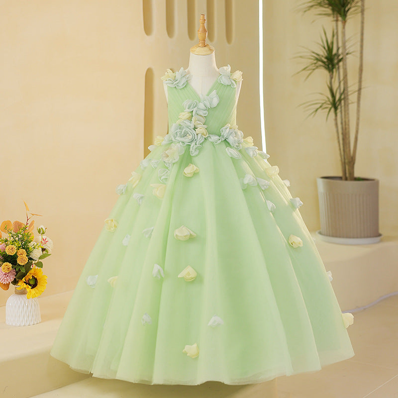 Baby Girl Green Flower Puffy Dress Toddler Birthday Festival Princess Dress, Green / 9-10 Years (150cm) Baby Girl Green Flower Puffy Dress Toddler Birthday Festival Princess Dress, Green / 9-10 Years (150cm)