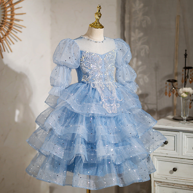 Luxurious Baby Girl  Birthday Party Princess Fluffy Trailing Dress Toddler Christmas Dress