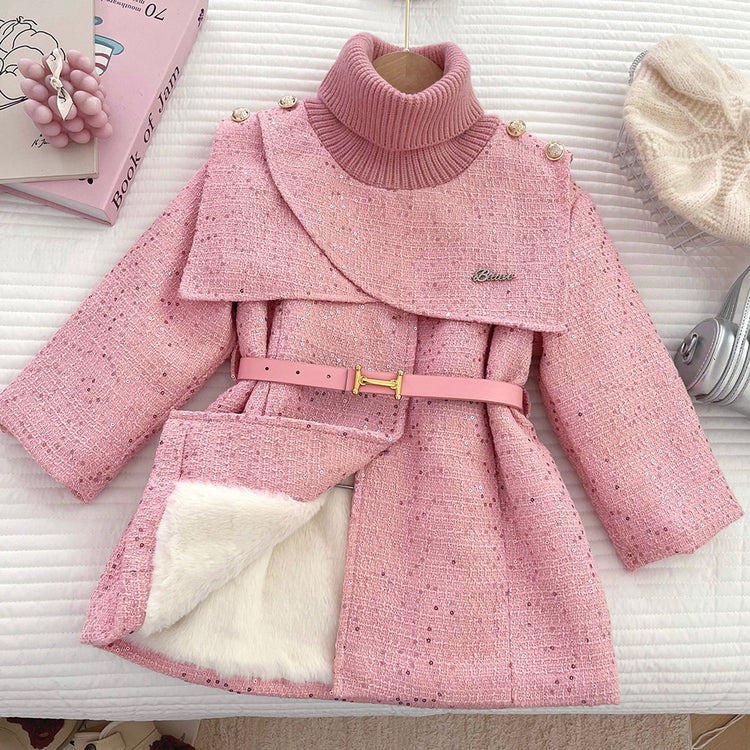 Girls New Winter Warm Round Neck Coat