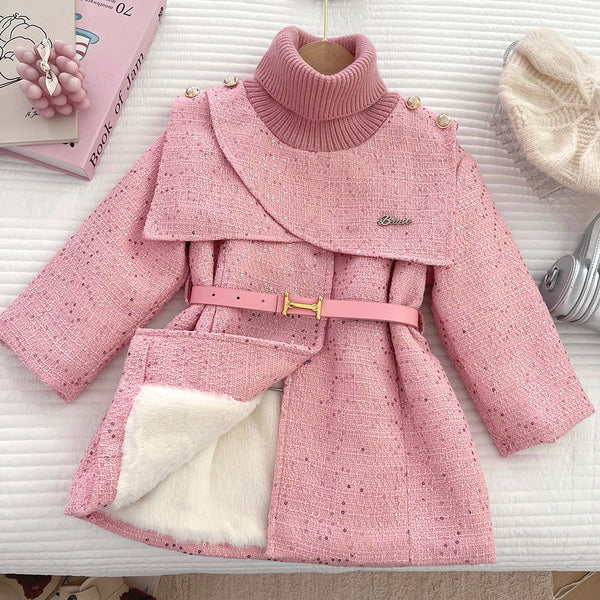 Girls New Winter Warm Round Neck Coat