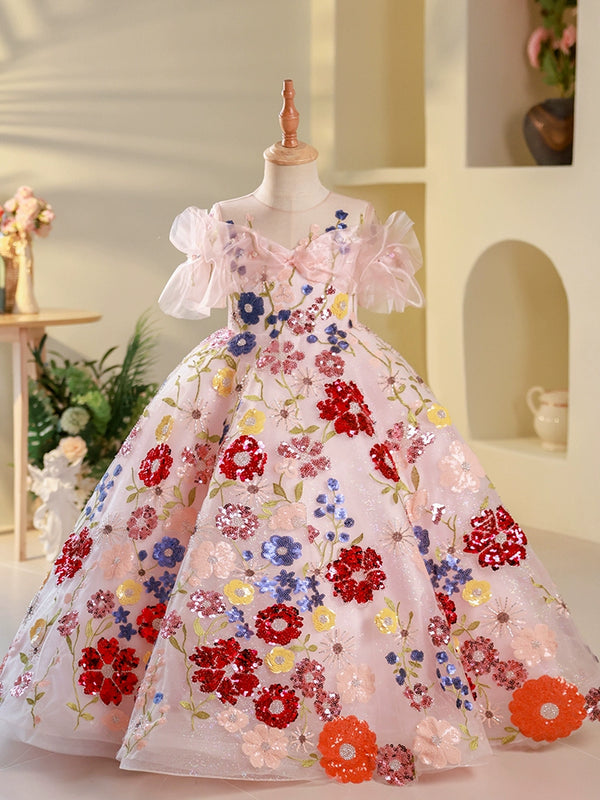 Baby Girl Flowers Sequins Embroidery Princess Dress Toddler Christmas  Princess Dress