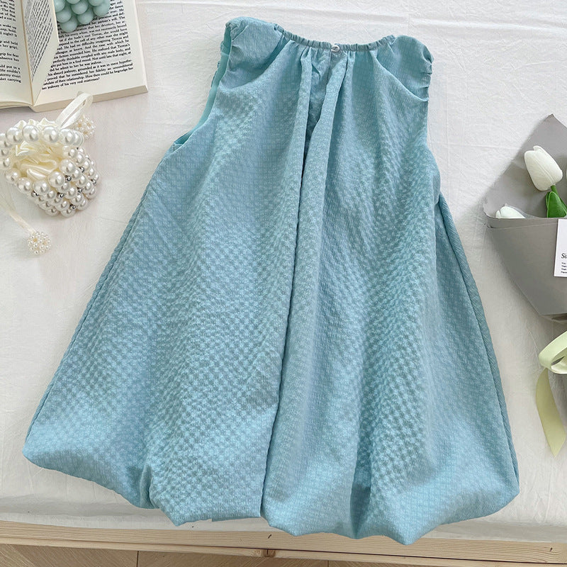 Summer New Girls Sleeveless Bow Vest Shorts Two-piece Suit