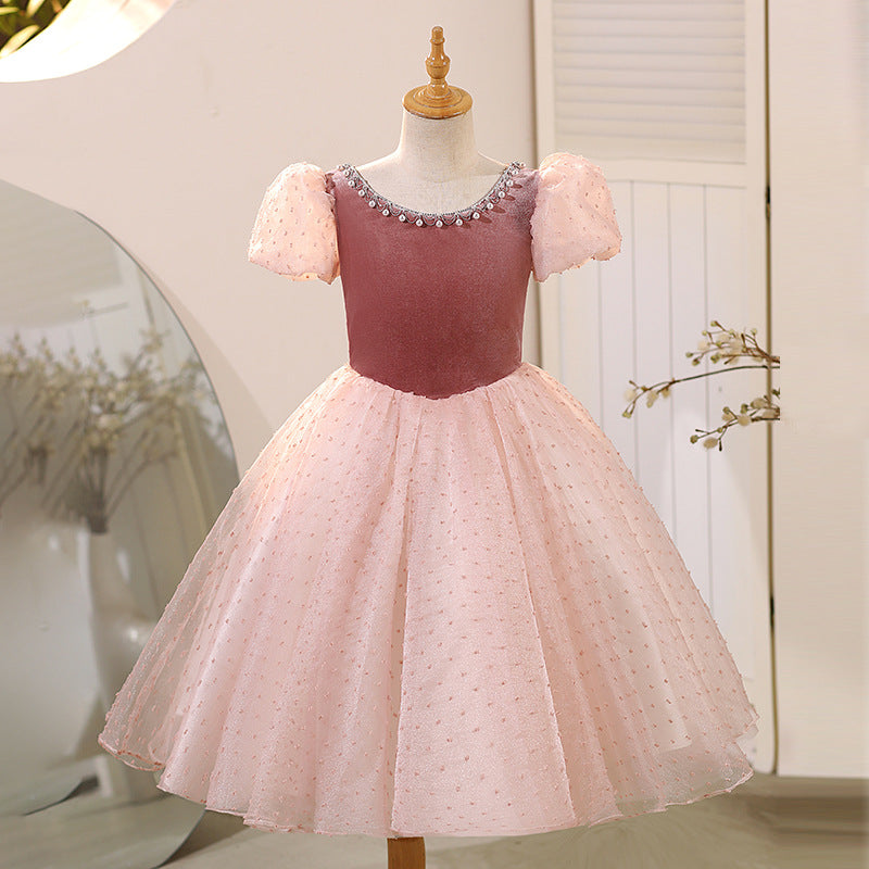 Pink Princess Dress with Beaded Birthday Dress marryshe Pink Princess Dress with Beaded Birthday Dress marryshe