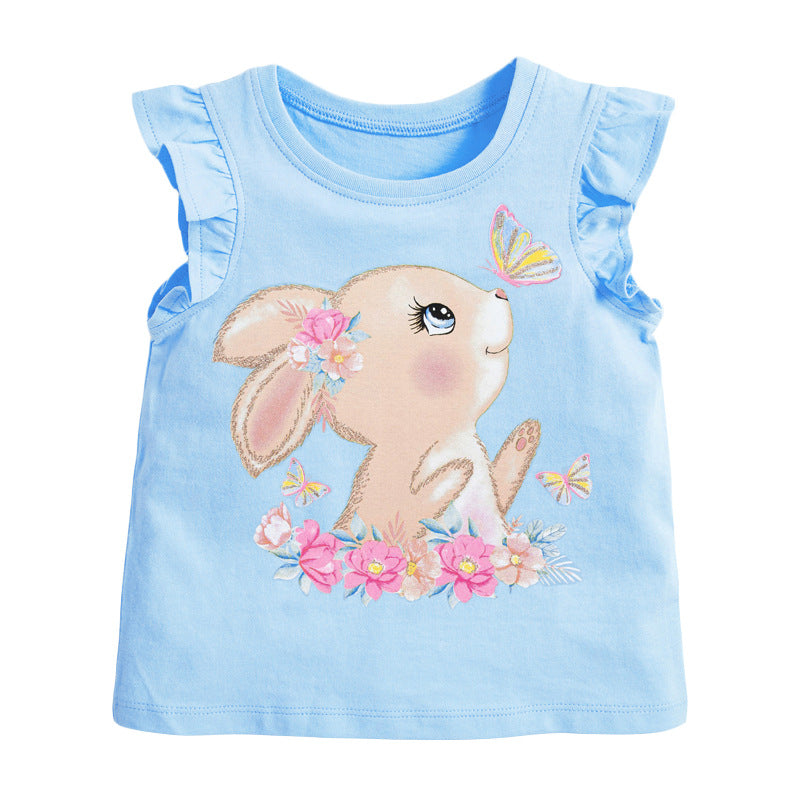 Children's Summer New Style Knitted Cute Cotton Bottoming Shirt