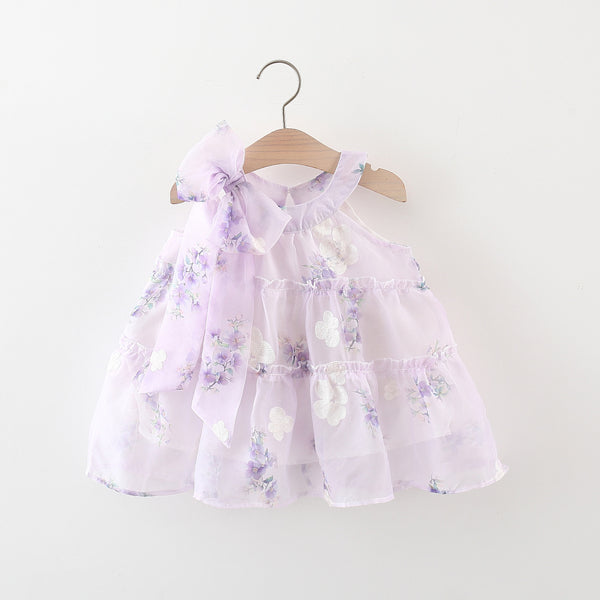 Girls Dress Summer Baby Bow Embroidered Princess Dress