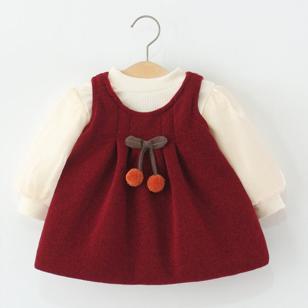 Girls' Winter Fleece Top Vest Dress Two Piece Set