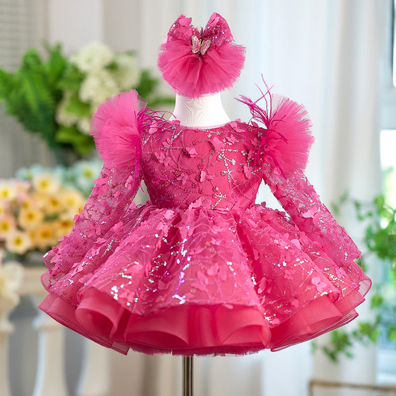 butterfly sequin dress Girls Birthday Party Dress Girls Butterfly Sequin Princess Dress – marryshe
