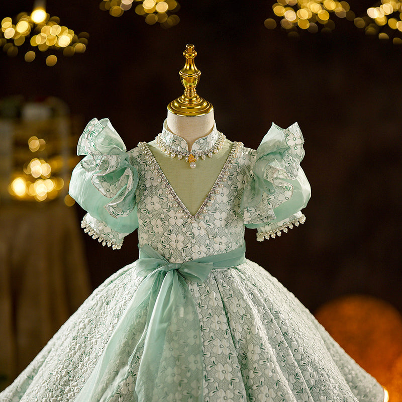 Baby Girl  Green Sequins Communion Dress Toddler Birthday Princess Dress