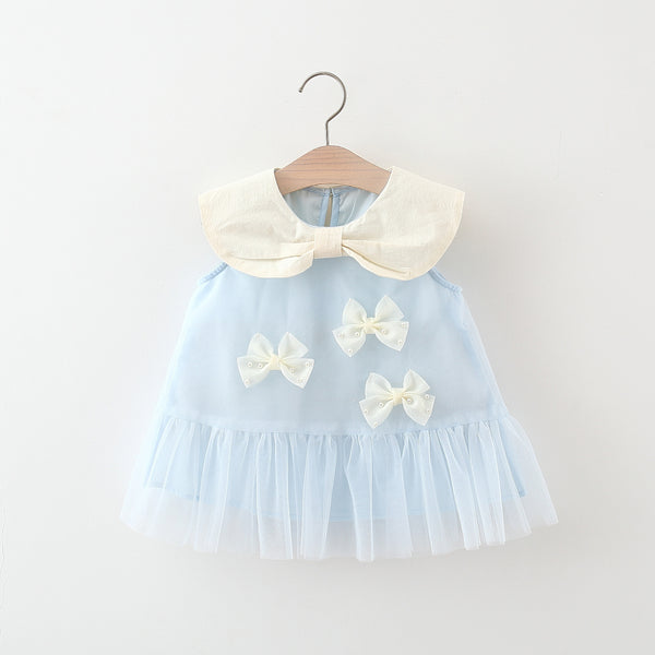 Girls Summer Dress Baby Bowknot Sleeveless Princess Dress