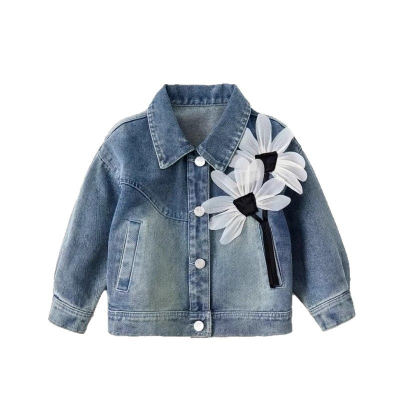 Cute Girls Lapel Jacket Children's Denim Jacket
