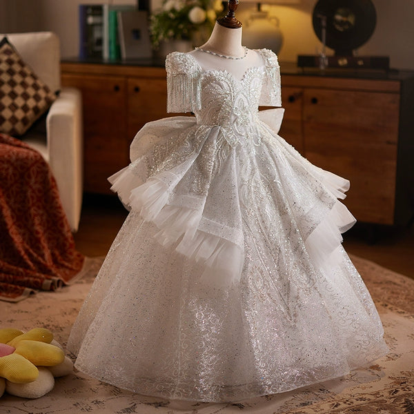 Girls Elegant Pageant Dress Girls Birthday Princess Dress