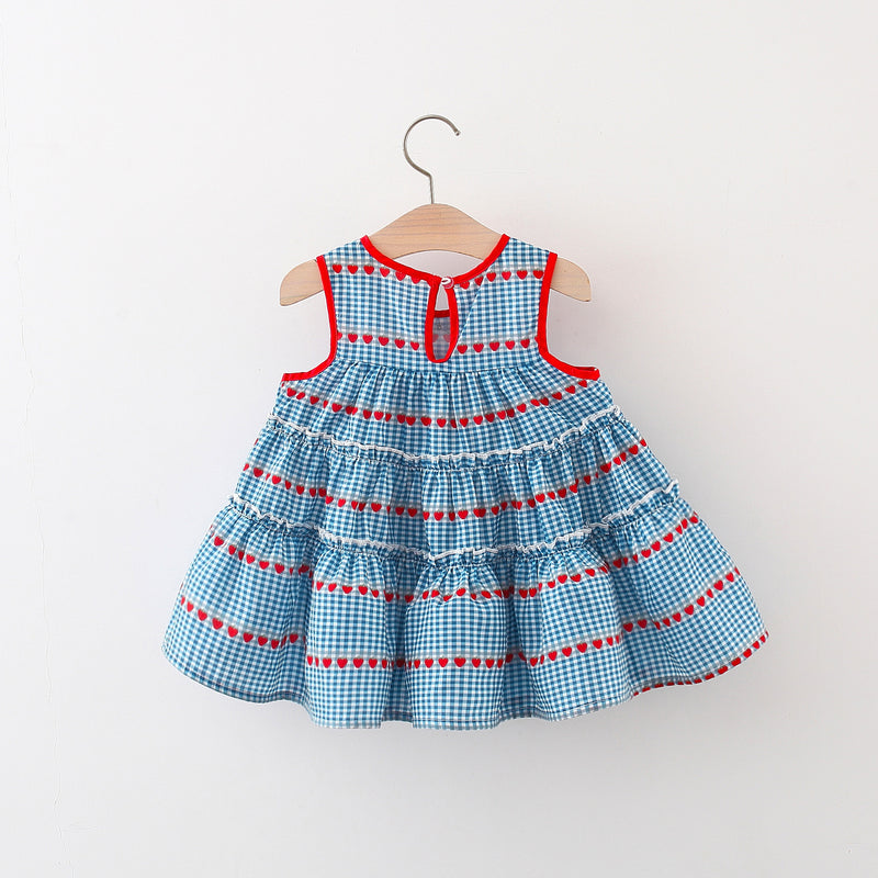 Summer Girls Cherry Plaid Sleeveless Dress