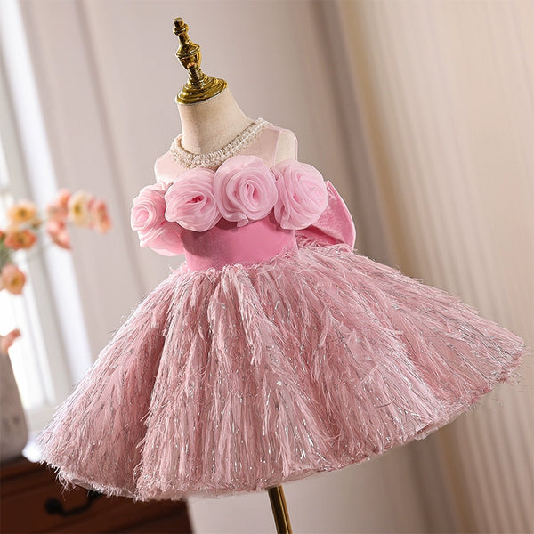 Girls Holy Communion Princess Dress Flower Girl Wedding Pink Dress