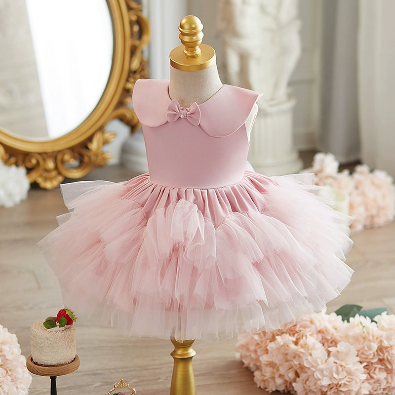 Girls Pink Birthday Princess Dress Children Cute Dress