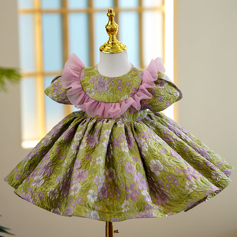 Baby Girl Dress Toddler Ball Gowns Flower Piano Performance Ruffle Princess Dress