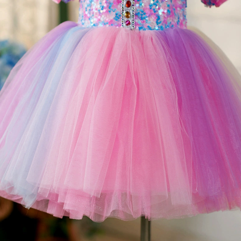 Multicolor Cute Baby Girl Fluffy Christmas Dress Toddler Birthday Princess Dress