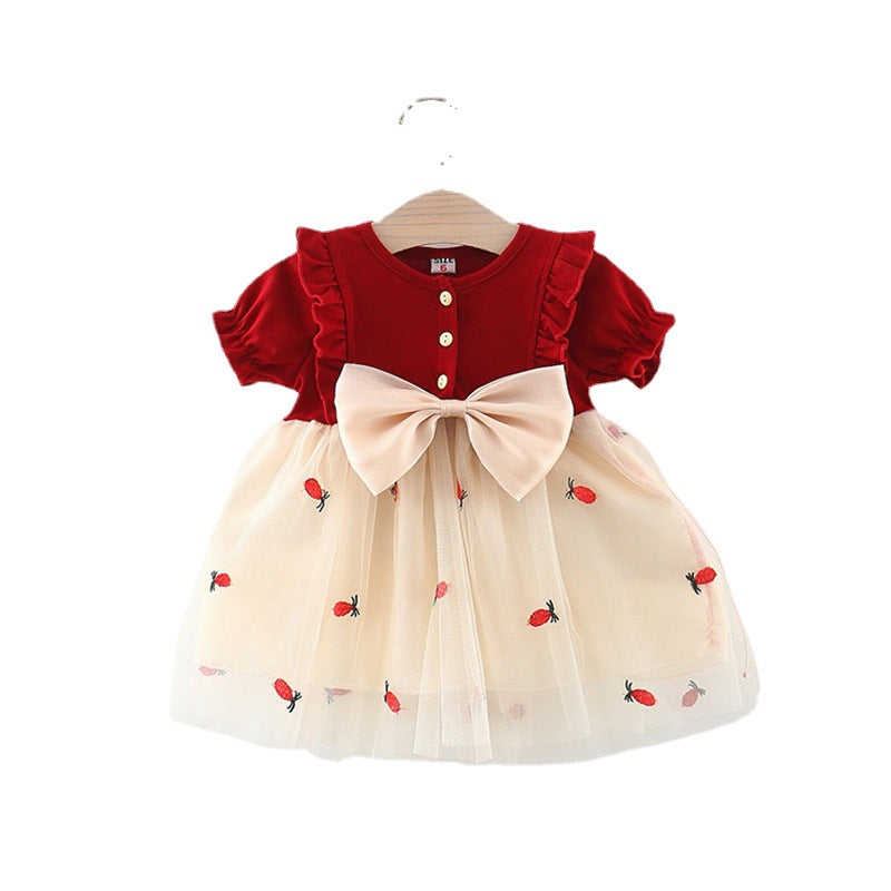 Baby Girl Bowknot Birthday Party Princess Gauze Dress