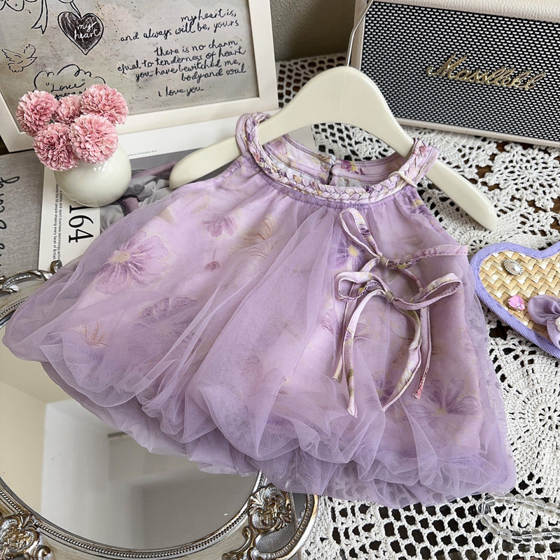 Girls Summer New Baby Girl Mesh Suspender Pants Two Piece Set