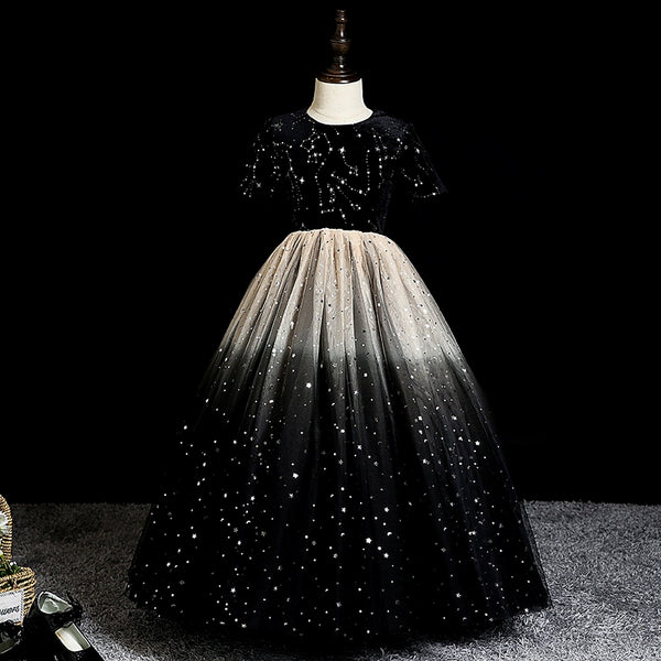 Elegant Baby Girl Black and White Gradient Sequin Evening Dress Toddler Ball Princess Dress