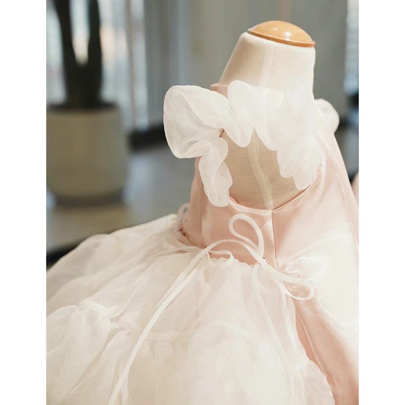 Pink Girls Prom Dress Children Birthday Party Princess Dress