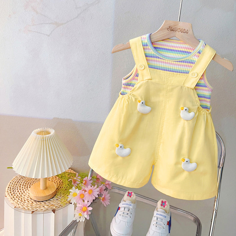 Girls Summer Holiday Outfit Baby Girl Cute Overalls Two Piece Set