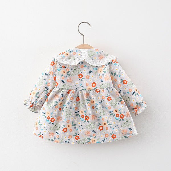 Baby Dress Cute Floral Doll Collar Long Sleeve Princess Dress