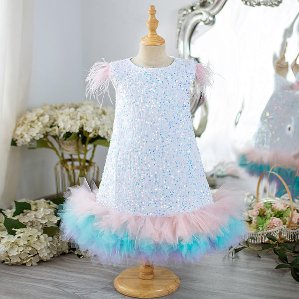 Children's Party Sequin Dress Girls Birthday Princess Dress
